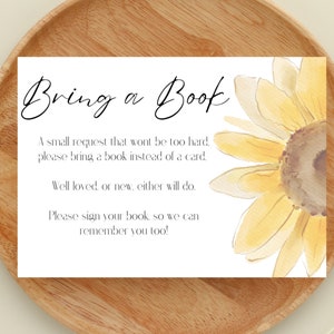 Bring a Book instead of a card Baby shower ticket - Sunflower Baby shower - Digital download template, baby shower game - INSTANT DOWNLOAD