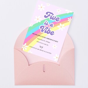 Five is a vibe, disco, pastel, fête d'enfants, arc-en-ciel, modèle numérique - TÉLÉCHARGEMENT IMMÉDIAT