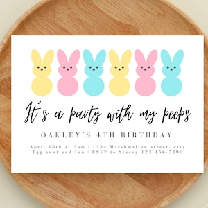 Party with my Peeps, Einladungen, Ostern Geburtstag, Frühling, digitaler Download, bearbeiten und drucken - INSTANT DOWNLOAD