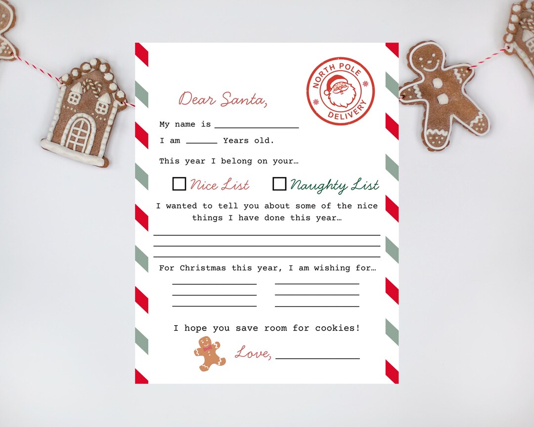 Editable Santa Letter Template: Kids' Christmas Card (digital Download ...