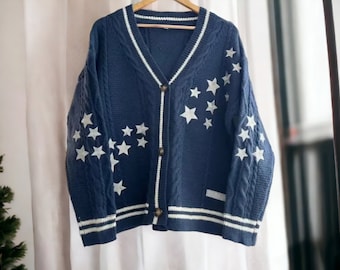 Midnight Cardigan Mujeres, Taylor Swiftie Cardigan Merch, Suéter Cárdigan Azul para Niñas / Regalo Swiftie para Niñas