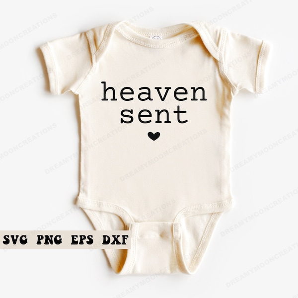 Heaven Sent SVG, Cute Baby SVG, Newborn SVG, Pregnancy Announcement Svg, Baby Reveal Svg, New Baby Svg, Baby Onesie Svg, Baby Shower Gift