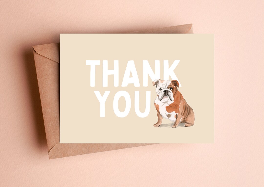 English Bulldog Thank You Card Cute