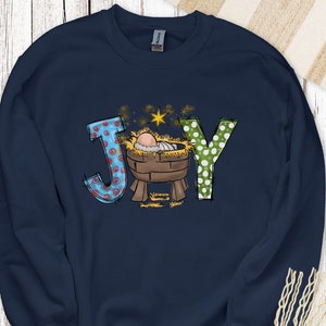 Christian Christmas Sweatshirt, Joy Nativity Sweater, Jesus Christmas Sweatshirt, Christian Sweatshirt, Cute Christmas Sweatshirt, Joy Jesus