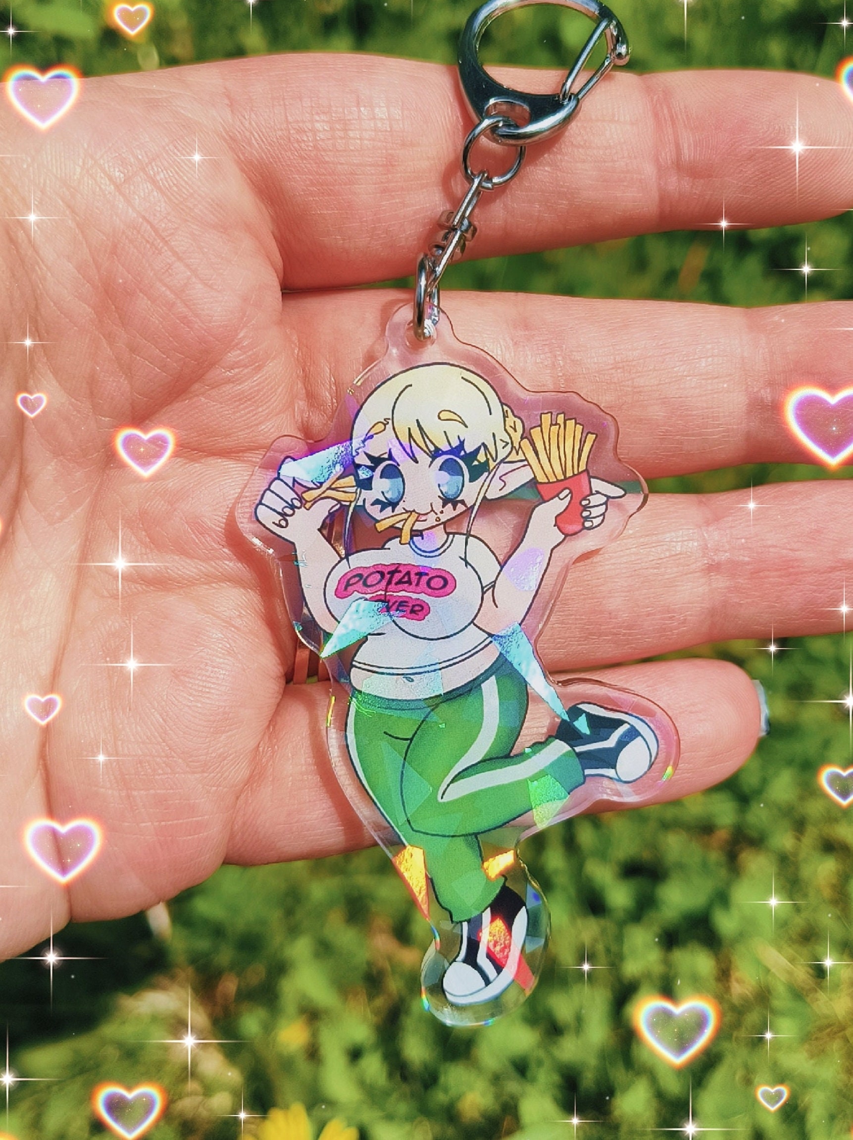 Plus-sized Elf Manga Elfuda and Kuroeda Holographic Acrylic Keychain - Etsy