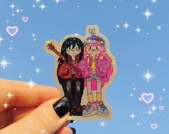 Adventure Time Marceline and Princess Bubblegum Rainbow Glitter Sticker
