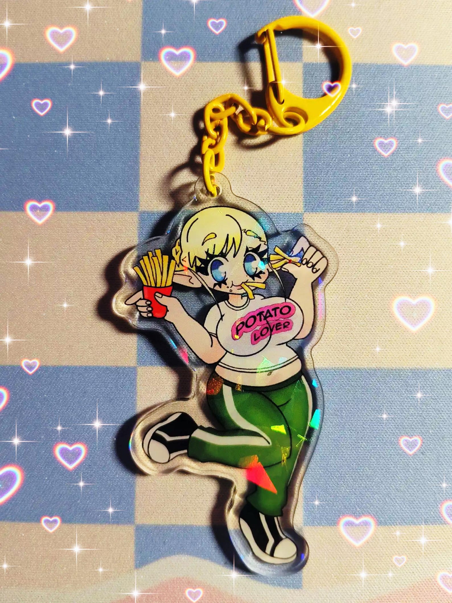 Plus-sized Elf Manga Elfuda and Kuroeda Holographic Acrylic Keychain - Etsy