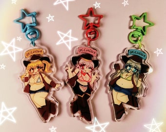 Llavero de anime de la vaquera Sonico, Pochaco y Taruco