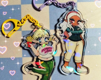 Plus-Sized Elf Manga Elfuda and Kuroeda Holographic Acrylic Keychain