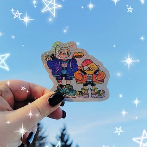 Adventure Time Finn and Jake Rainbow Glitter Sticker
