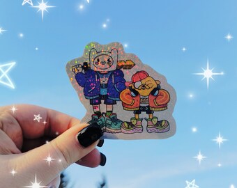 Adventure Time Finn and Jake Rainbow Glitter Sticker