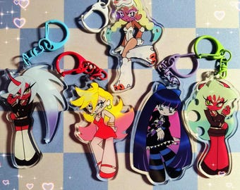 NEW Panty and Stocking Season 2 Keychains - Panty, Stocking, Scanty, Kneesocks, and GB Acrylic Keychains