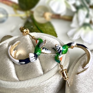 Hummingbird Earrings ~ Gold Earrings ~ Hoop Earrings ~ Dangle Earrings ~ Bird Earrings ~ Stud Earrings ~ pretty earrings  New in gift  box