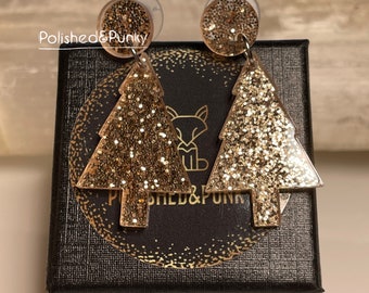 Orecchini Pendenti Albero Di Natale Con Strass – Smaltati, Placcati Argento, Ipoallergenici, In Sacchetto Regalo, Per Donne E Bambine