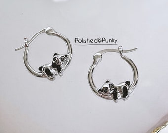 Small Panda earrings ~ Panda bear Earrings ~ Panda Earrings~ Bear earrings ~ Hoop earrings ~ stud earrings ~ New in gift box