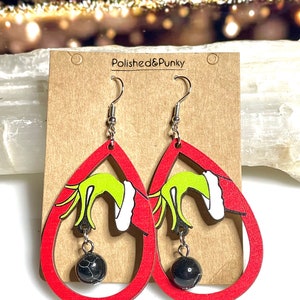 Christmas Earrings Christmas Grinch earrings Christmas Dangle Earrings gift box