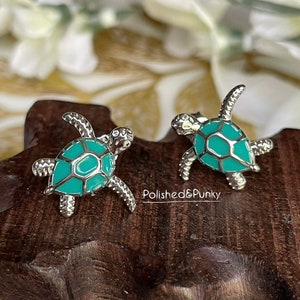Orecchini tartaruga ~ Orecchini tartaruga in argento ~ Orecchini tartaruga di mare ~ orecchini a bottone ~ Orecchini vita marina ~ Orecchini oceano ~ Nuovi in confezione regalo