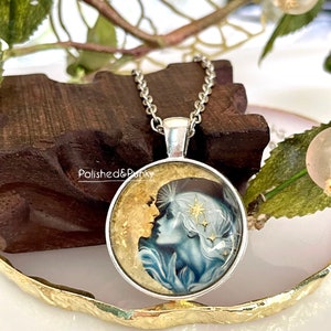 Moon and Fairy necklace ~ Moon necklace ~ Fairy necklace ~ silver  necklace ~ Celestial necklace  ~ New in gift box