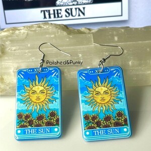 Tarot Karte Ohrringe The Sun Ohrringe Halloween Ohrringe einzigartige Ohrringe in Box