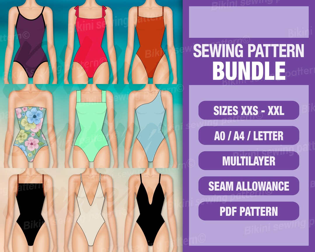 Bikini Pattern PDF. Sewing Pattern. One Piece Pattern PDF. Swimsuit ...