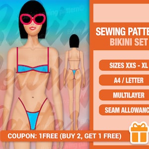 Bikini pattern PDF. Sewing pattern. Swimsuit pattern PDF. Swimsuit Bikini sewing pattern. Swimwear pattern. Women bodysuit swimsuit.