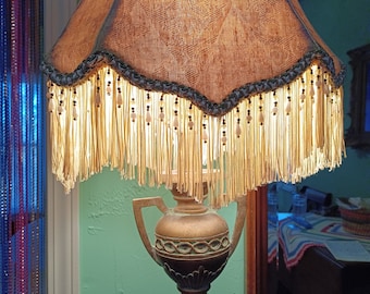 Royal Loop Lampshade in Gold & Taupe Damask
