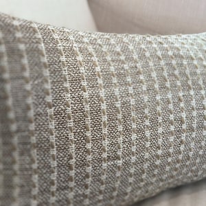 Cream Striped Pillow, Neutral Textured Long Lumbar Pillow Cover, Ivory Brown Striped Throw Pillow,  Natural Linen Lumbar Pilow Cover 14x36