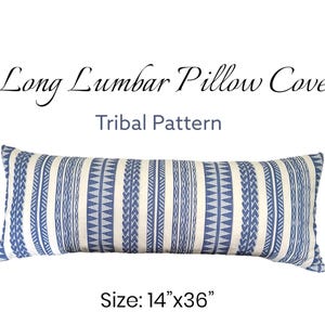 Blue & White Striped Lumbar Pillow Cover: Coastal Boho Decor, 14x36