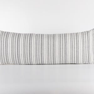 Striped Linen Lumbar Pillow Cover: Farmhouse Style, King/Queen Bed (14x36)