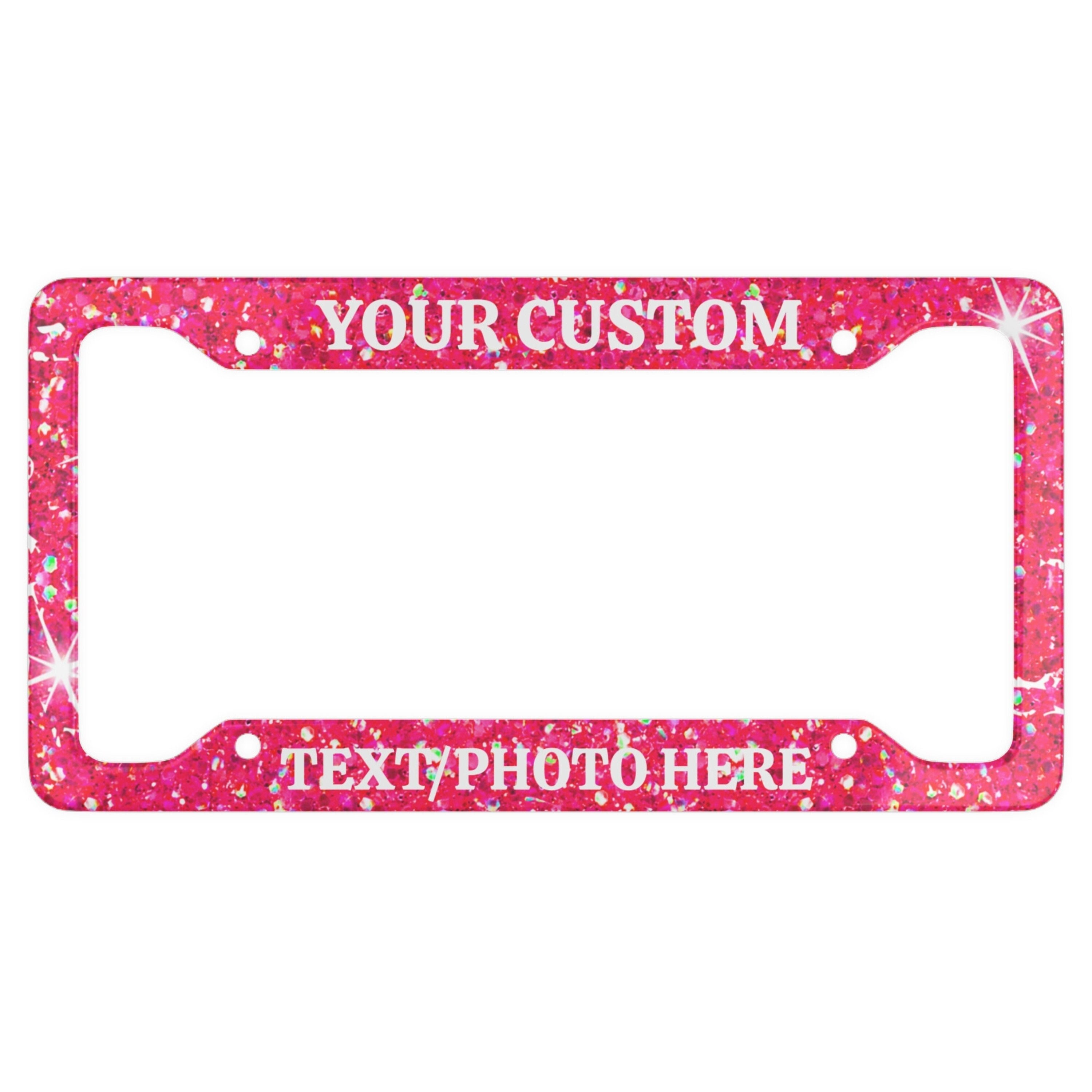 Custom Pink Sparkle License Plate Frame Fun Glitter License Etsy