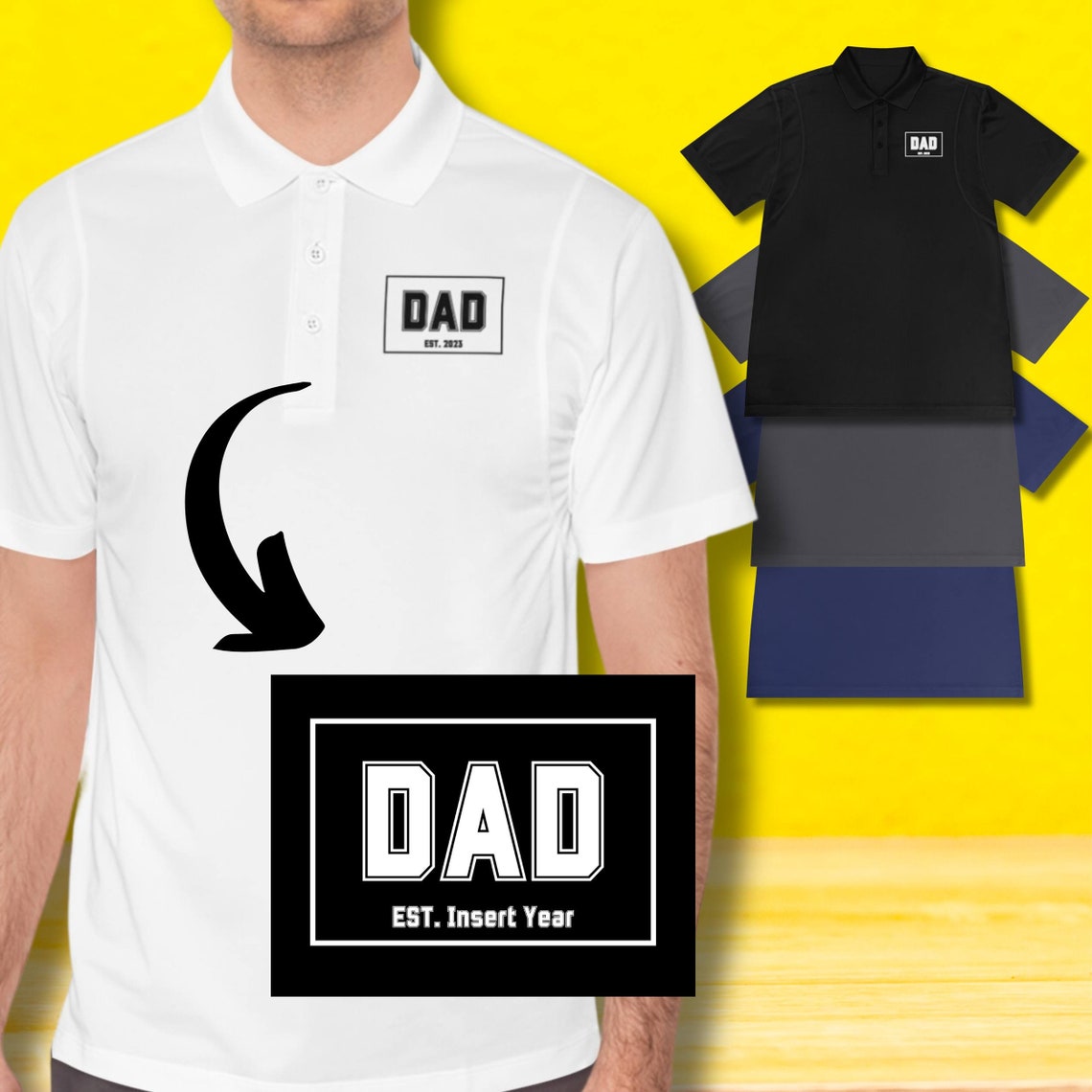 Custom Polo Shirts for Dad Personalize Men Collared Shirts Etsy