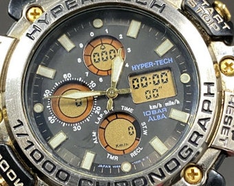 Vintage Seiko ALBA V083-7010 Hyper-Tech 1/1000 sec chronograph, alarm, amazing condition