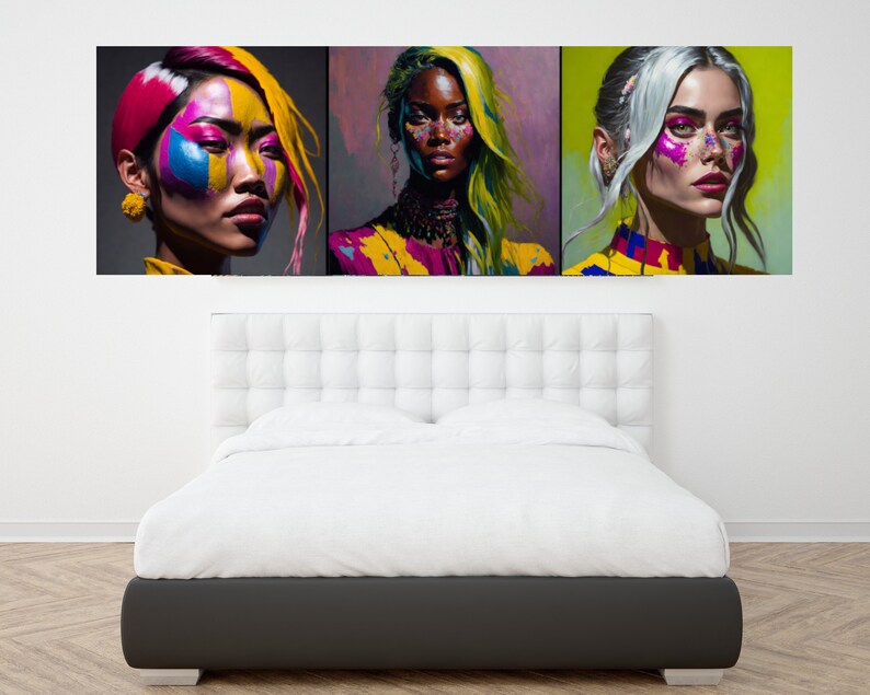 A Very Large, and Amazingly Vibrant and Dynamic Triptych on Large ...
