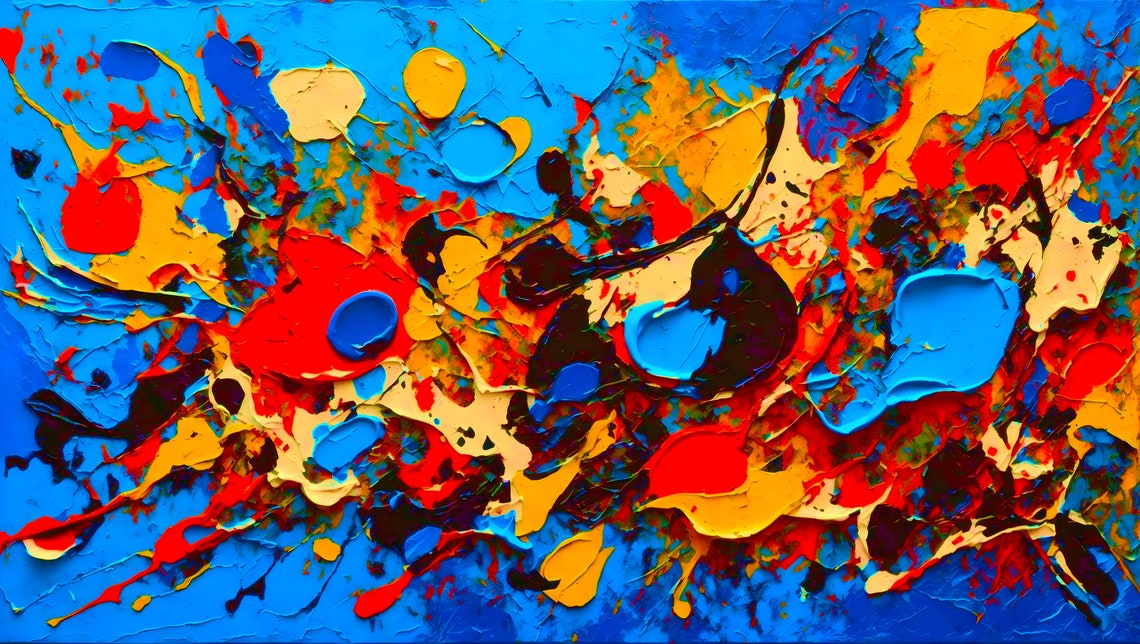 A Dazzlingly Colored and Textured Modern Art Piece on Printed Canvas