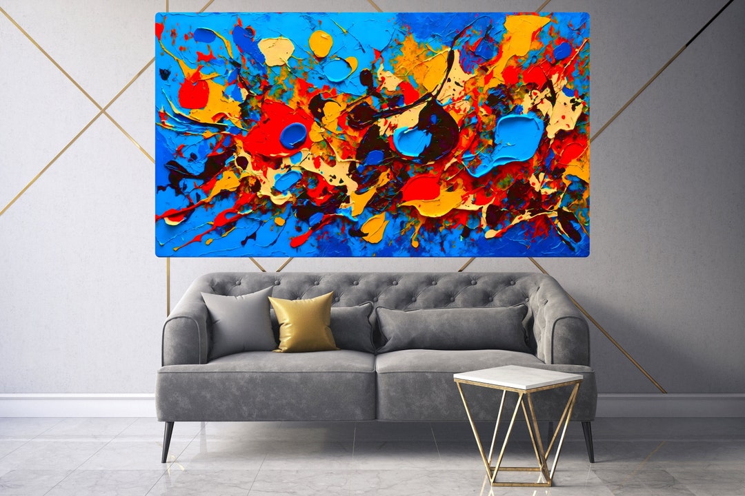 A Dazzlingly Colored and Textured Modern Art Piece on Printed Canvas