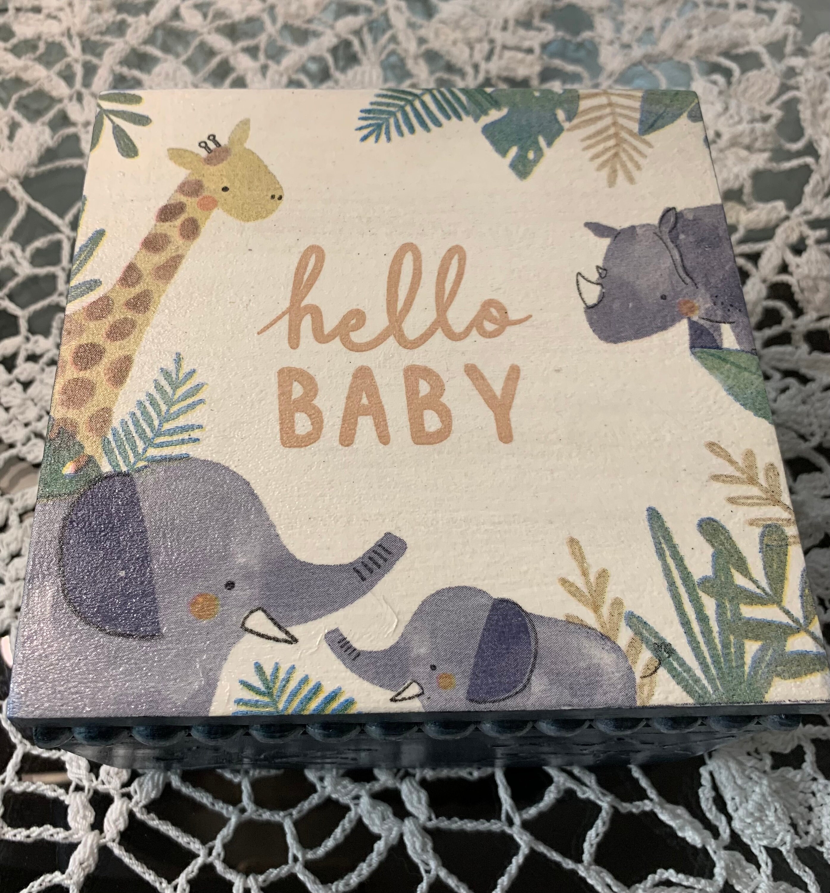 Decoupage Keepsake Box/ Baby Memory Box/ Gift for Baby/ New Born Present / Unique Gift for Baby