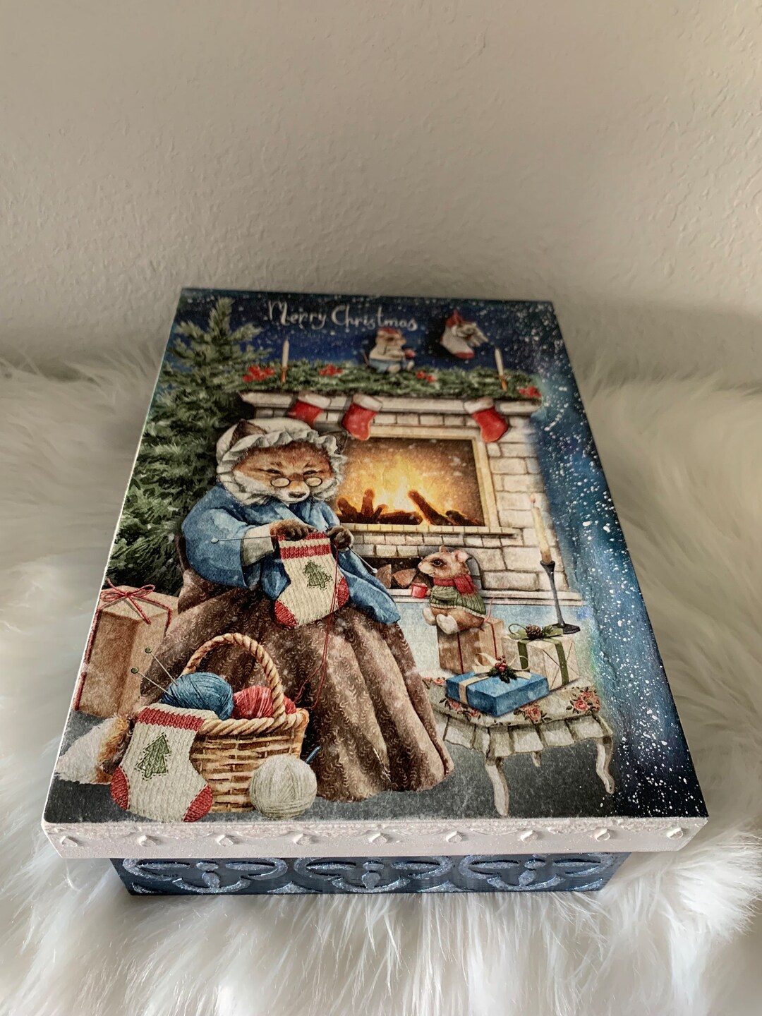 Decoupage Keepsake Box/ Christmas Box/ Memory Box/ Christmas Etsy