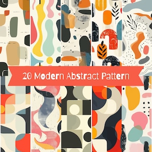 20 Modern abstract seamless digital paper, 300dpi PNG, commercial use, instant download, Abstract pattern,  Digital Craft Paper Bundle