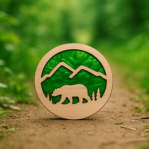 Car Vent- bear with northern lights type background