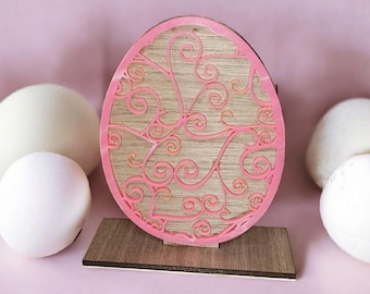Easter decor egg shaped pink floral design