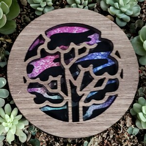 Car Vent- traditional tree with rainbow zebra print background