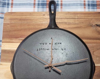 Cast Iron Skillet Clock, Unmarked Wagner 10