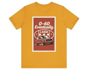 Lada 0 60 schließlich T-Shirt Lustiges Retro Auto Shirt Sowjetunion Oldtimer Humor Grafik T-Shirt