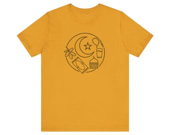 Ramadan Crescent Icons Tee | Mond, Moschee, Gebetsteppich, Datteln, Tee