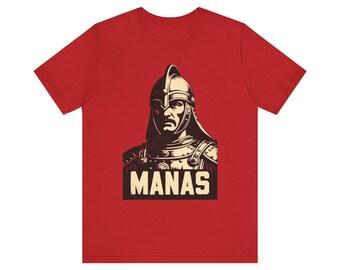 Held Manas Epos T-Shirt Kirgisische Krieger Legend Nomaden Erbe Grafik Tee