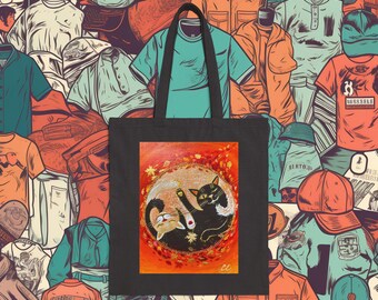 Yang und Spang Katzen Tragetasche | Katzen Illustration Canvas Tote