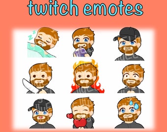 Emotes, Twitch, kawaii, Cube, Man, Beard, Boy