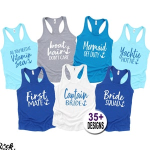 105- Nautical Bachelorette Party Shirts,Beach  Bachelorette Cruise, Captain Bride ,First Mate, Let&#39;s Get Nauti,  More Shirt Styles/ Totes