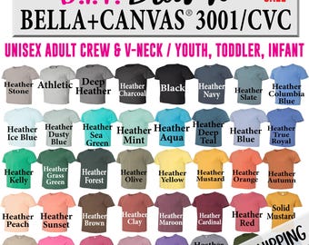 DIY Blank Unisex T-shirts, Bella Canvas 3001 CVC, Unisex Shirts, Adult Crew & V-neck, Youth, Toddler, Infant Baby blanks 3001Y / Closeout