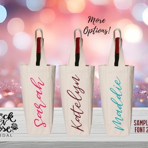 Personalized Wine Bottle tote - Double and Single | Wedding Gift | Wine Lover Gift | Custom Bottle Carrier Tote | Canvas Tote Bag w/ Divider